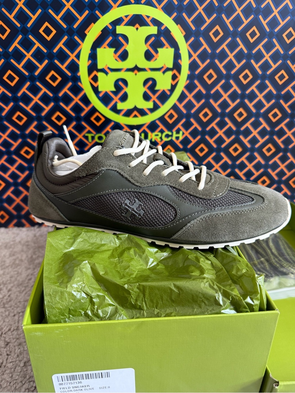 Tory Burch Field Sneaker Dark Olive Green Size 8